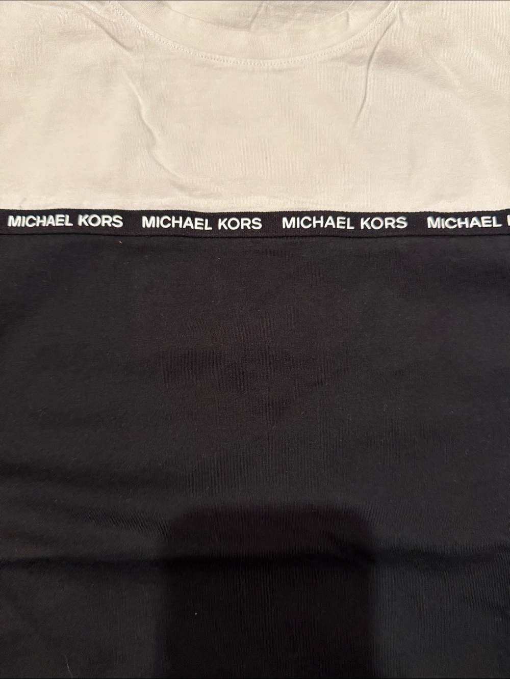 Michael Kors Two-Tone Logo Band Tee Size S